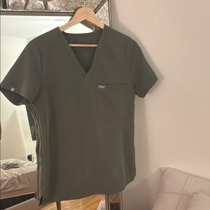 FIGS Women's Olive Green V-Neck Top